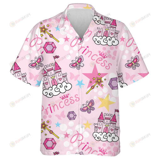 Theme Princess With Castle Crown And Butterfly Hawaiian Shirt