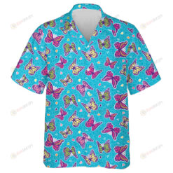 Theme Small Heart And Butterfly On Blue Leopard Hawaiian Shirt