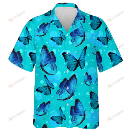 Theme Turquise Butterflies And Blue Bubbles Hawaiian Shirt