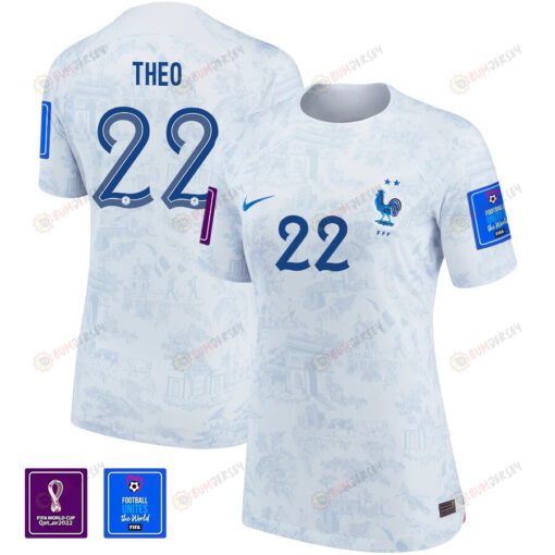 Theo Hernandez 22 FIFA World Cup Qatar 2022 Patch France National Team - Away Women Jersey