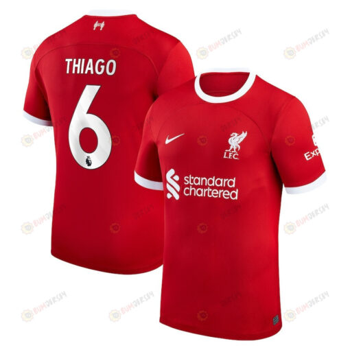 Thiago Alc?ntara 6 Liverpool 2023/24 Home Youth Jersey - Red