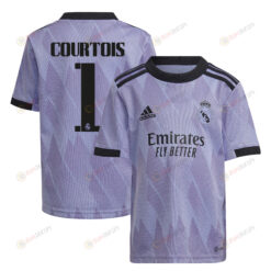 Thibaut Courtois 1 Real Madrid 2022/23 Away Youth Jersey - Purple