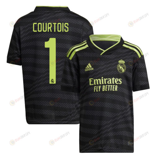 Thibaut Courtois 1 Real Madrid 2022/23 Third Youth Jersey - Black