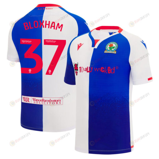 Thomas Bloxham 37 Blackburn Rovers 2023/24 Home Men Jersey - White Blue