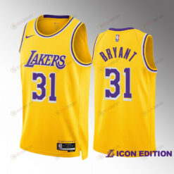 Thomas Bryant 31 2022-23 Los Angeles Lakers Gold Icon Edition Jersey Swingman