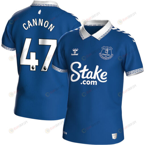 Thomas Cannon 47 Everton FC 2023-24 Premier League Hummel Home Men Jersey - Blue