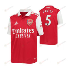 Thomas Partey 5 Arsenal 2022/23 Youth Home Jersey - Red