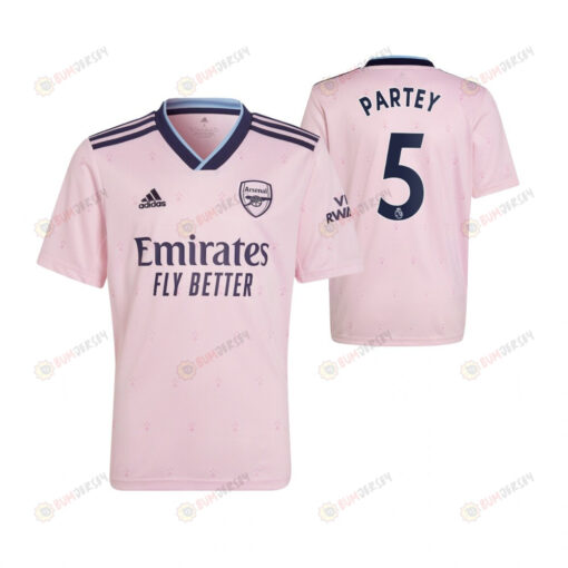 Thomas Partey 5 Arsenal 2022/23 Youth Third Jersey - Pink
