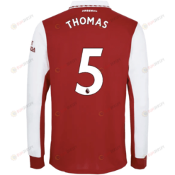Thomas Partey 5 Arsenal Long Sleeve Home Jersey 2022-23 - Men Red