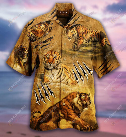 Tiger Claw Yellow Pattenr Hawaiian Shirt