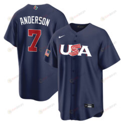 Tim Anderson 7 USA Baseball 2023 World Baseball Classic Jersey - Navy