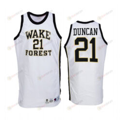 Tim Duncan 21 Wake Forest Demon Deacons Throwback Uniform Jersey College Basketball White