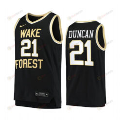 Tim Duncan 21 Wake Forest Demon Deacons Uniform Jersey College Basketball Black