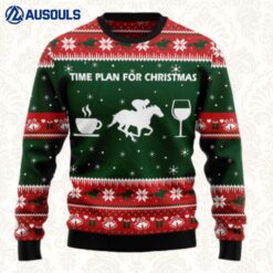 Time Plan For Christmas Horse Racing Ugly Sweaters For Men Women Unisex