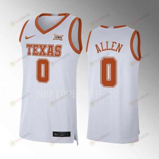 Timmy Allen 0 Texas Longhorns White Jersey 2022-23 Limited Basketball