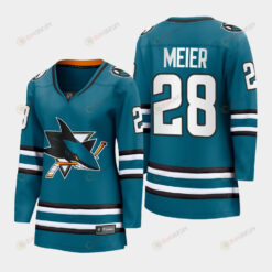 Timo Meier 28 San Jose Sharks 2022-23 Home Women Premier Breakaway Jersey Teal