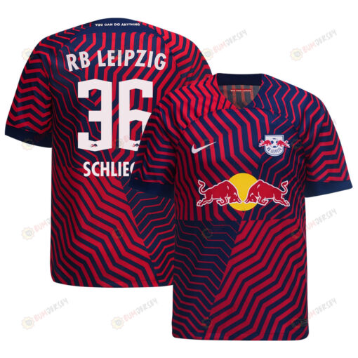 Timo Schlieck 36 RB Leipzig 2023-24 Away Men Jersey - Red Blue