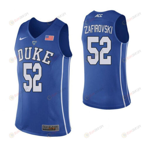 Todd Zafirovski 52 Duke Blue Devils Elite Basketball Men Jersey - Blue