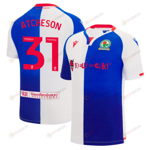 Tom Atcheson 31 Blackburn Rovers 2023/24 Home Men Jersey - White Blue