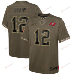 Tom Brady 12 Tampa Bay Buccaneers Youth 2022 Salute To Service Player Limited Jersey - Olive