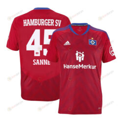 Tom Sanne 45 Hamburger SV II 2022-23 Third Jersey - Red