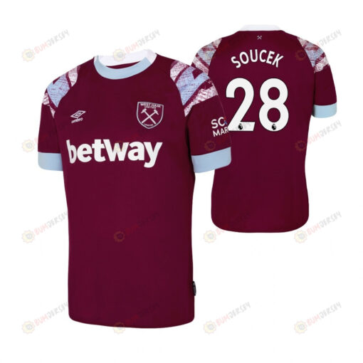 Tomas Soucek 28 West Ham United 2022-23 Home Men Jersey - Claret/Blue