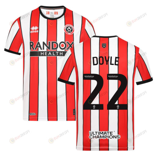 Tommy Doyle 22 Sheffield United 2022-23 Home Jersey - Red/White Stripes