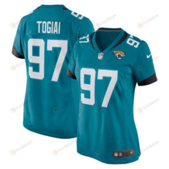 Tommy Togiai 97 Jacksonville Jaguars Women's Team Game Jersey - Teal
