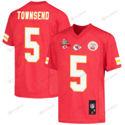 Tommy Townsend 5 Kansas City Chiefs Super Bowl LVII Champions 3 Stars Youth Jersey - Red