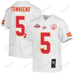 Tommy Townsend 5 Kansas City Chiefs Super Bowl LVII Champions 3 Stars Youth Jersey - White