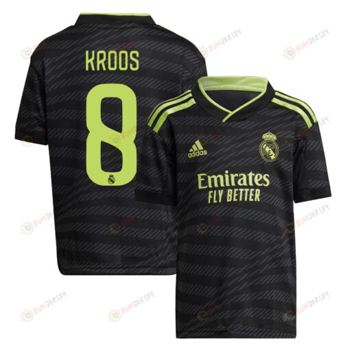 Toni Kroos 8 Real Madrid 2022/23 Third Youth Jersey - Black