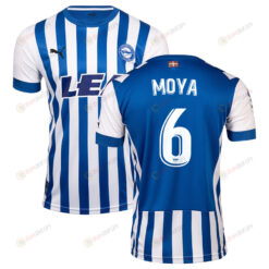 Toni Moya 6 Deportivo Alav?s 2022-23 Home Jersey - White/Blue Stripes