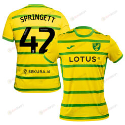 Tony Springett 42 Norwich City 2023/24 Home Men Jersey - Yellow