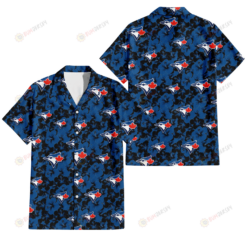 Toronto Blue Jays Black Dark Blue Hibiscus Black Background 3D Hawaiian Shirt