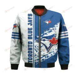 Toronto Blue Jays Bomber Jacket 3D Printed Logo Pattern In Team Colours