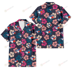 Toronto Blue Jays Colorful Hibiscus Black Background 3D Hawaiian Shirt