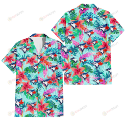 Toronto Blue Jays Coral Porcelain Flower Violet Orchid Light Blue Background 3D Hawaiian Shirt