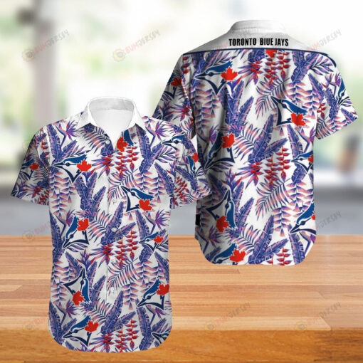Toronto Blue Jays Floral & Logo Pattern Curved Hawaiian Shirt In Blue & White