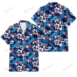 Toronto Blue Jays Light Blue Hibiscus Banana Leaf Navy Background 3D Hawaiian Shirt