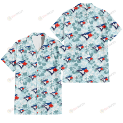 Toronto Blue Jays Pale Turquoise Hibiscus Light Cyan Background 3D Hawaiian Shirt