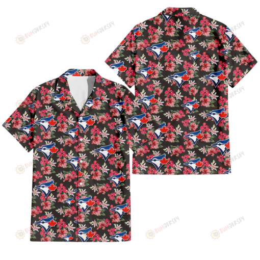 Toronto Blue Jays Pink Hibiscus Orchid Brown Background 3D Hawaiian Shirt