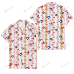 Toronto Blue Jays Pink Hibiscus Yellow Pink Orchid White Background 3D Hawaiian Shirt