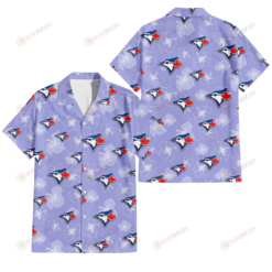 Toronto Blue Jays Sketch White Hibiscus Violet Background 3D Hawaiian Shirt