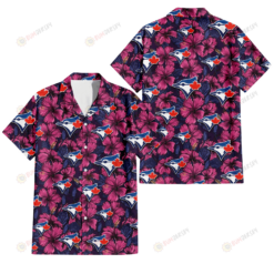 Toronto Blue Jays Violet Red Blue Leaf Black Background 3D Hawaiian Shirt