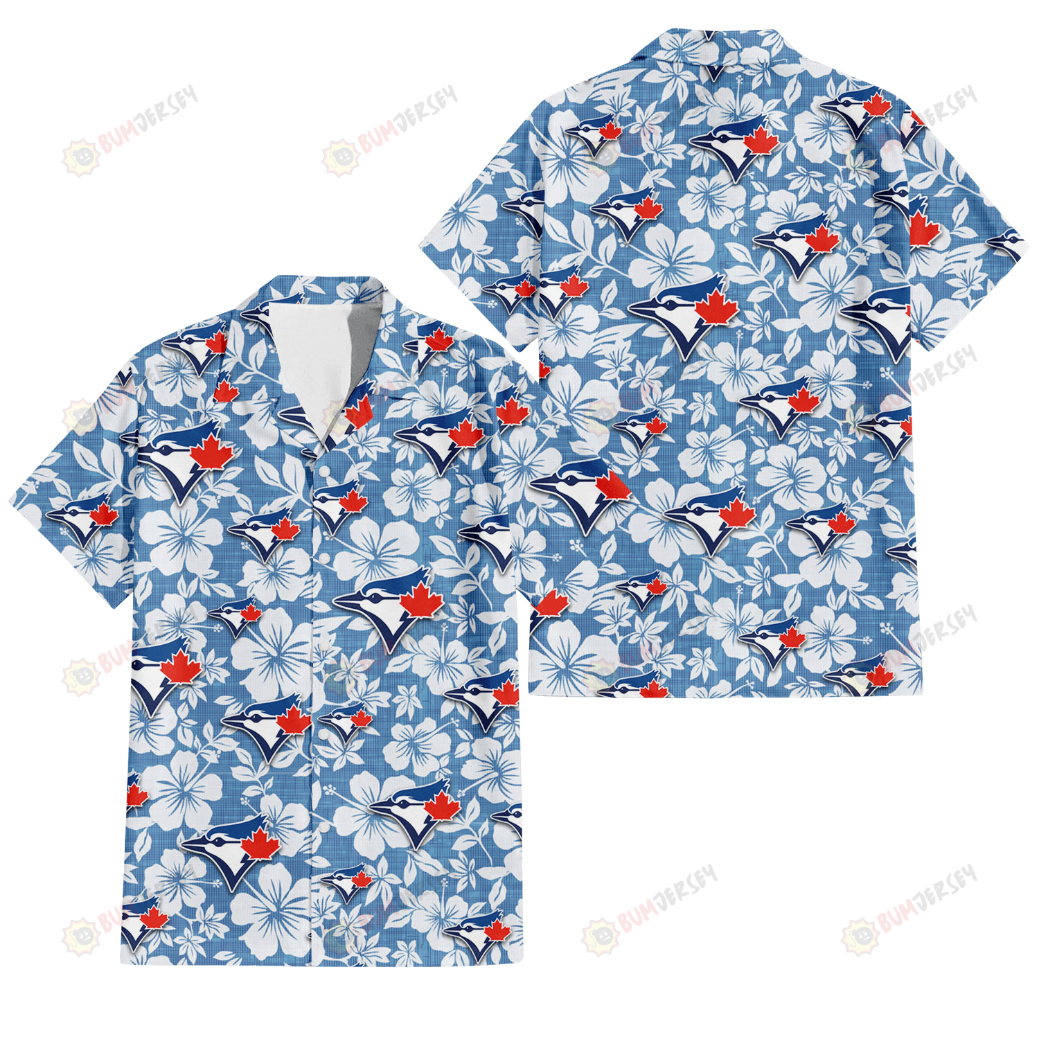Toronto Blue Jays White Hibiscus Light Blue Texture Background 3D Hawaiian Shirt