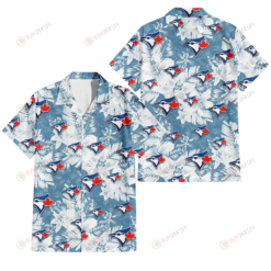 Toronto Blue Jays White Hibiscus Orchid Light Blue Background 3D Hawaiian Shirt