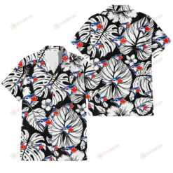 Toronto Blue Jays White Hibiscus Porcelain Flower Palm Leaf Black 3D Hawaiian Shirt