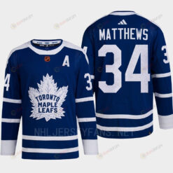 Toronto Maple Leafs 2022 Reverse Retro 2.0 Auston Matthews 34 Blue Primegreen Jersey Men's