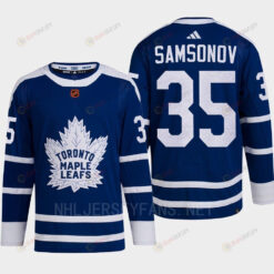 Toronto Maple Leafs 2022 Reverse Retro 2.0 Ilya Samsonov 35 Blue Primegreen Jersey Men's