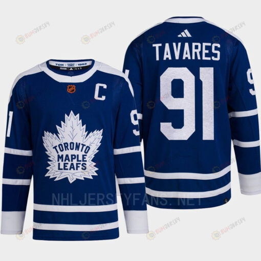 Toronto Maple Leafs 2022 Reverse Retro 2.0 John Tavares 91 Blue Primegreen Jersey Men's